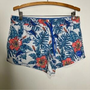 Salt life tropical‎ Hawaiian shorts women’s size large blue white coral